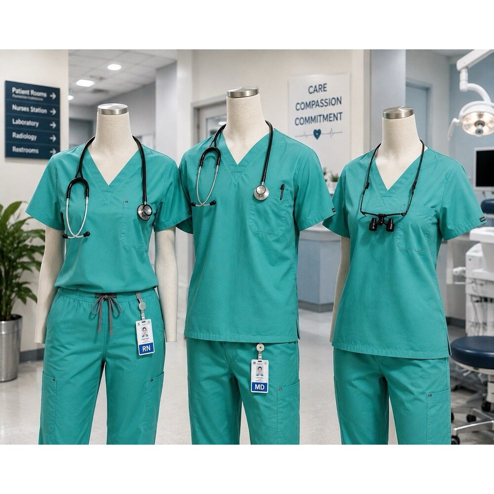 Standard Textile Unisex Scrub Top Relaxed Green V-Neck Pocket XL